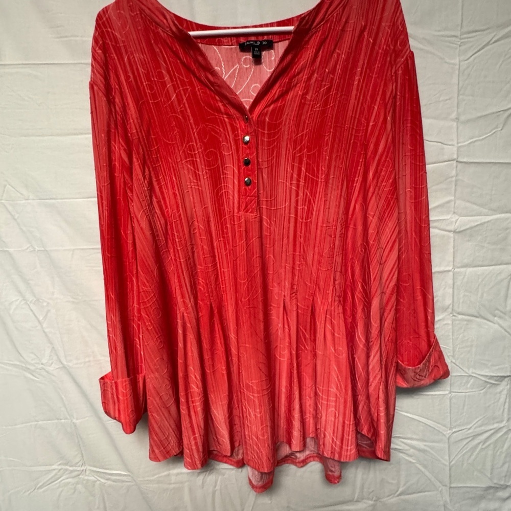 Sami & Jo Red Cuffed Sleeve Tunic Relaxed Fit